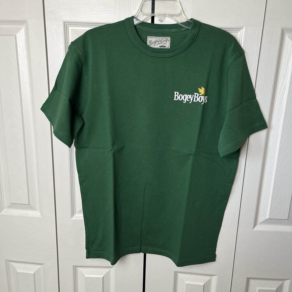 Bogey Boys Golf Logo Short Sleeve T-Shirt Green Gold White Medium New With Tags